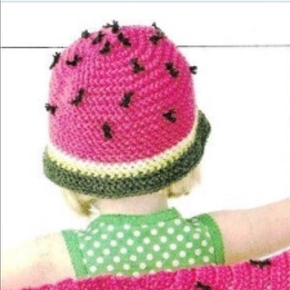 🎉HP🎊Watermelon Hand Crochet Baby Blanket Hat - Picture 1 of 16